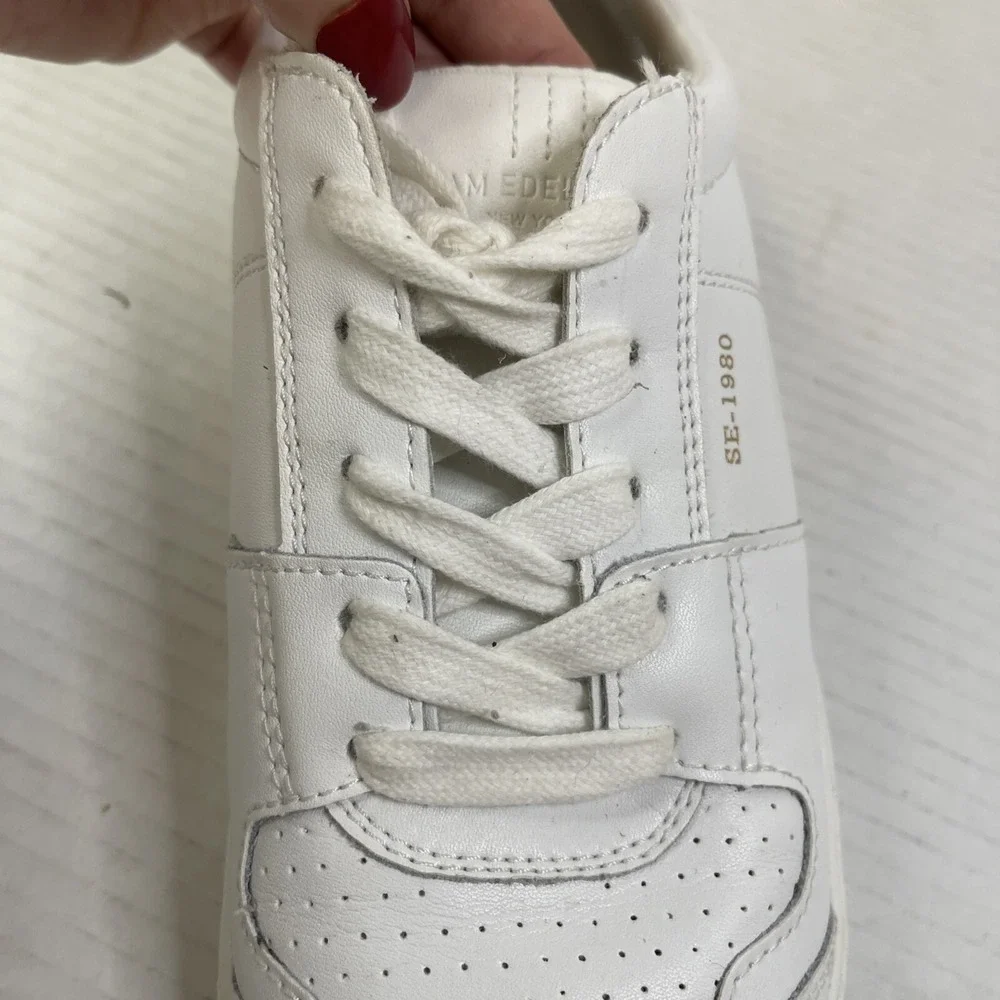 Sam Edelman Women's Edie Sneakers Shoes Low Top White Leather Lace Up Size 8.5
